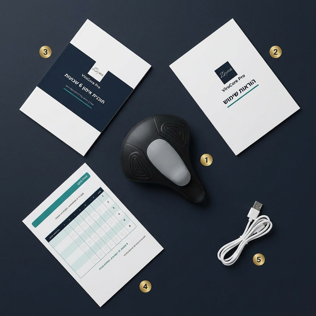 תכולת חבילת ViroCore Pro - המכשיר, מדריכים וכבל